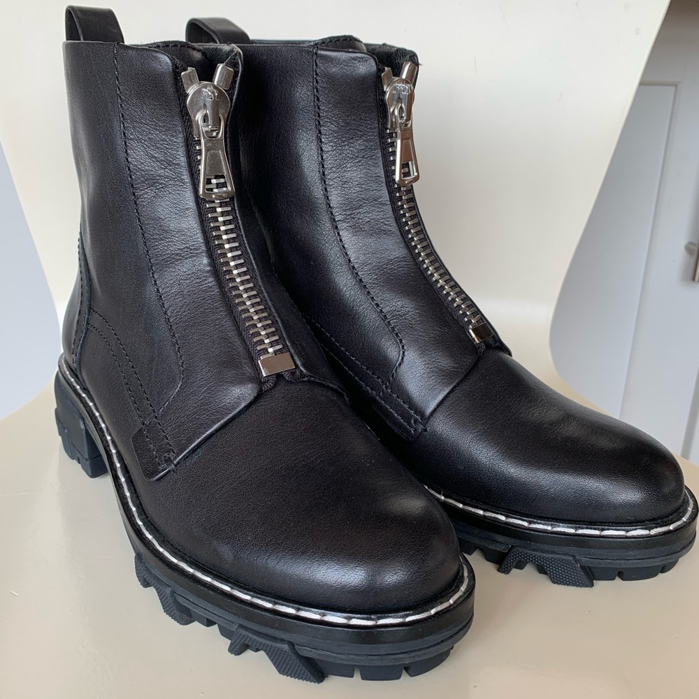 Rag & Bone Black Ankle Boots with Silver Zipper